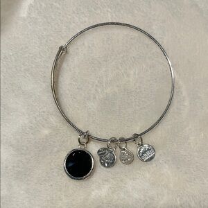 Alex and Ani Silver Bracelet with Black Charm